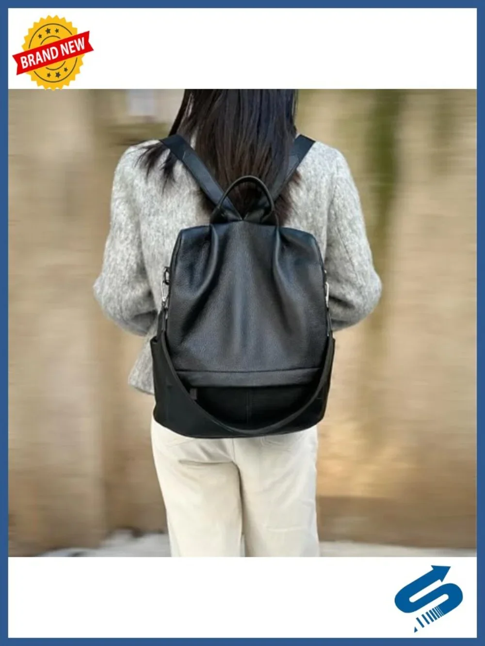 Genuine Leather Backpack Purse Anti-Theft Convertible Shoulder Bag
